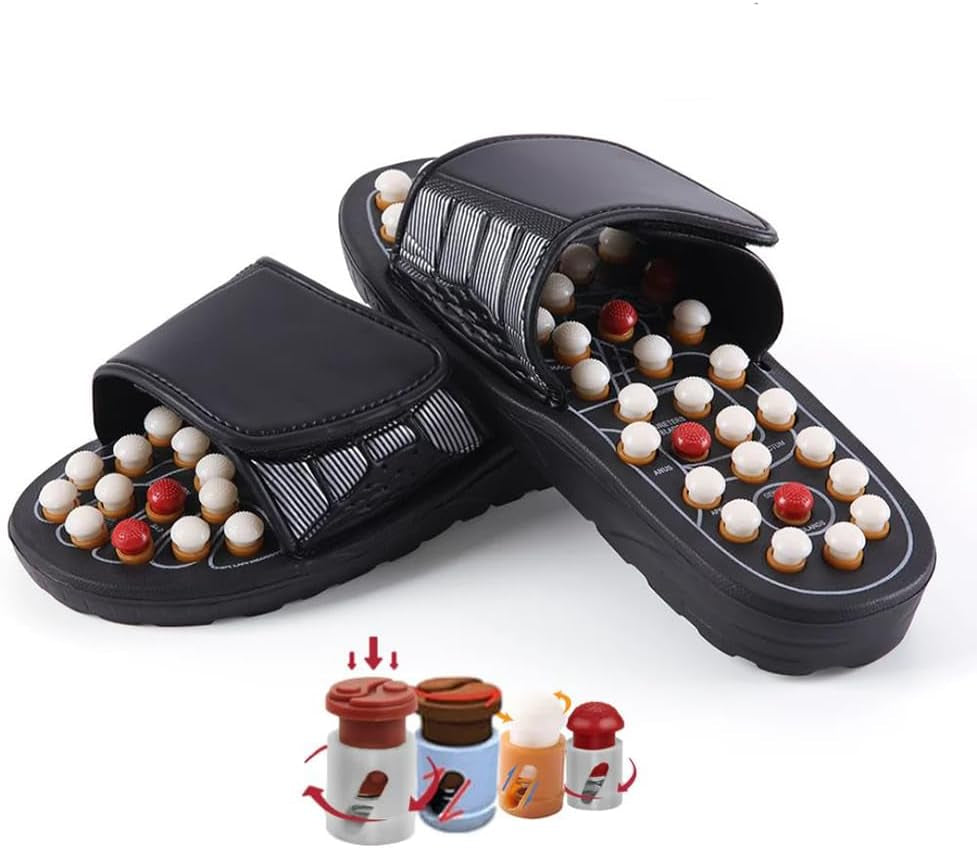 Reflexology Foot Pressure Point Massage Tools Mat Massage Slippers Slides Sandals Shoes, Back Knee Feet Arch Heel Pain and Tension Relief Products Gifts (Xl-Men(10-11)Women(11.5-12.5), 1Pair)