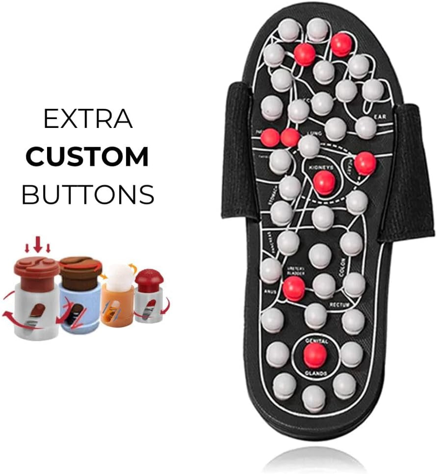 Reflexology Foot Pressure Point Massage Tools Mat Massage Slippers Slides Sandals Shoes, Back Knee Feet Arch Heel Pain and Tension Relief Products Gifts (Xl-Men(10-11)Women(11.5-12.5), 1Pair)
